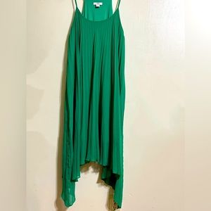 Bright green pleated tank top dress
